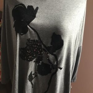 Black rose sparkle top